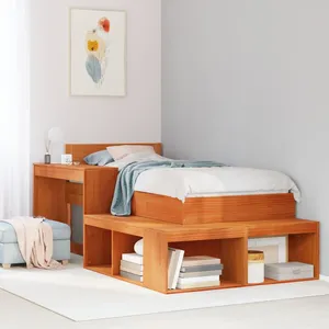 Comparateur de prix : vidaXL Vidaxl Table De Chevet Avec Bureau Cire Marron Bois De Pin Massif