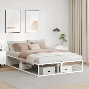 Cadre de lit sans matelas blanc 140x200 cm métal vidaXL pas cher