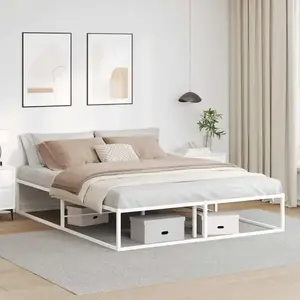 Cadre de lit sans matelas blanc 160x200 cm métal vidaXL pas cher