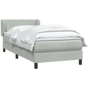 vidaXL Sommier à lattes de lit et matelas gris clair 80x220 cm velours pas cher