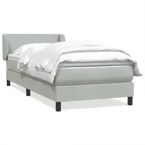 vidaXL Sommier à lattes de lit et matelas gris clair 80x220 cm velours pas cher