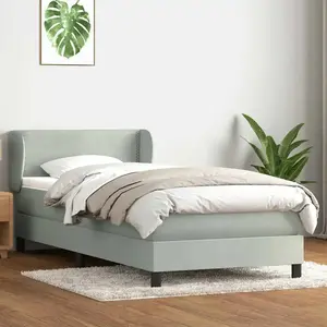 vidaXL Sommier à lattes de lit et matelas gris clair 80x220 cm velours pas cher