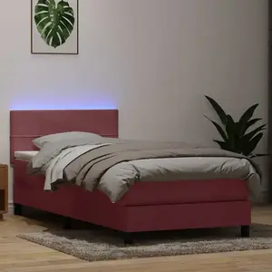 Vidaxl - Sommier À Lattes De Lit Avec Matelas Rose 80x220 Cm Velours pas cher