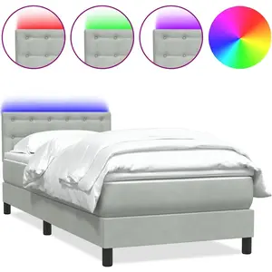 vidaXL Sommier à lattes de lit et matelas gris clair 90x220 cm velours pas cher