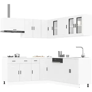 Comparateur de prix : Ensemble d'armoires cuisine 11pcs Porto blanc bois d'ingénierie vidaXL