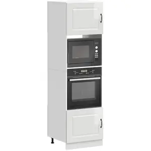 vidaXL Armoires de four 2 pcs Lucca blanc brillant bois d'ingénierie pas cher