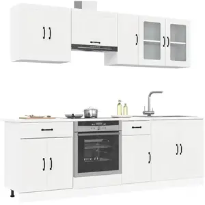vidaXL Ensemble d'armoires cuisine 8pcs Kalmar blanc bois d'ingénierie pas cher