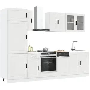 Vidaxl ensemble d'armoires de cuisine 8 pcs kalmar blanc brillant pas cher