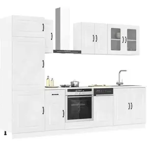 vidaXL Vidaxl Ensemble D'armoires De Cuisine 8 Pcs Kalmar Blanc Brilla...