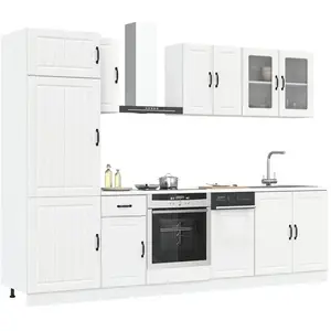 Ensemble d'armoires cuisine 8pcs Kalmar blanc bois d'ingénierie vidaXL pas cher