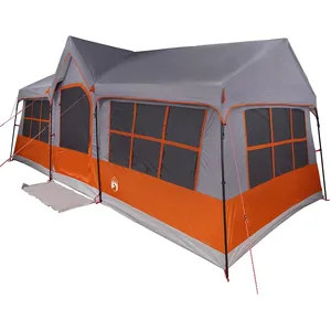 Comparateur de prix : vidaXL Vidaxl Tente De Camping Avec Fenêtres Grise Et Orange, Pour 12 ...