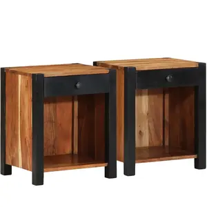 vidaXL Armoires de chevet 2 pcs 40x35x50 cm Bois massif acacia pas cher