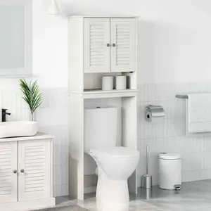 vidaXL Armoire de toilette Blanc 60 x 27 x 161 cm Bois massif en pin pas cher