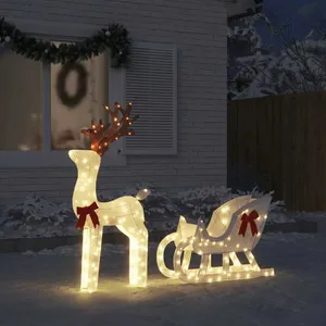 Comparateur de prix : Vidaxl - Décoration de Noël renne et traîneau 100 led blanc froid