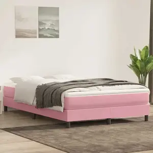 vidaXL Sommier à lattes de lit sans matelas rose 160x220 cm velours pas cher