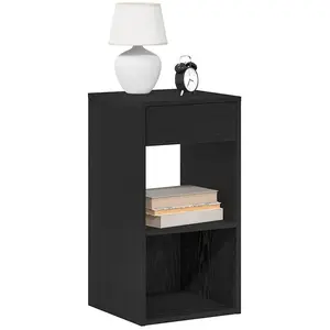 vidaXL Tables de chevet avec tiroir 2 pcs chêne noir 35x34x66,5 cm