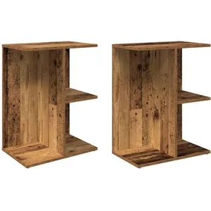 vidaXL Tables de chevet 2 pcs vieux bois 46,5x29x61 cm bois ingénierie pas cher
