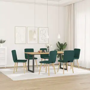 Vidaxl chaises à manger lot de 6 vert foncé tissu pas cher