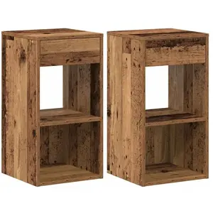 vidaXL Tables de chevet avec tiroir 2 pcs vieux bois 35x34x66,5 cm pas cher