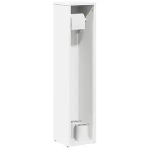 Comparateur de prix : vidaXL Meuble de salle de bain avec porte-rouleau blanc 20,5x20x90 cm