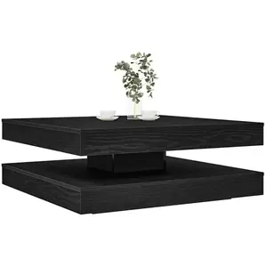 Vidaxl - Table Basse Rotative À 360 Degrés Chêne Noir 90x90x34,5 Cm pas cher