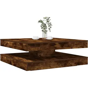 Vidaxl - Table Basse Rotative À 360 Degrés Chêne Fumé 90x90x34,5 Cm pas cher