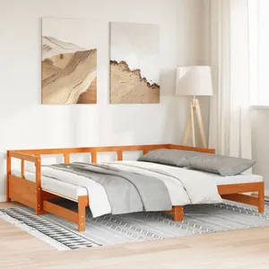 vidaXL Lit de jour et lit gigogne et matelas 90x190 cm bois pin massif pas cher