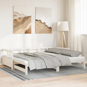 vidaXL Lit de jour et lit gigogne et matelas 90x200 cm bois pin massif pas cher