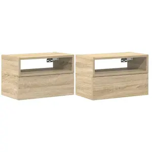 Tables de chevet murales 2 pcs chêne sonoma 45x26x28,5 cm vidaXL pas cher