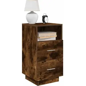 Comparateur de prix : vidaXL Tables de chevet 2 pcs avec 2 tiroirs chêne fumé 36x36x68 cm