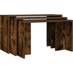 Tables gigognes 3 pcs chêne fumé bois d'ingénierie Vidaxl pas cher