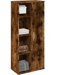 vidaXL Vidaxl Meuble De Salle De Bain Avec Porte-Rouleau Chêne Fumé pas cher