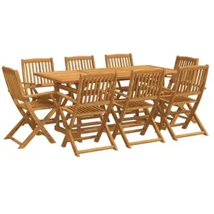 vidaXL Ensemble à manger de jardin 9 pcs bois massif d'acacia pas cher