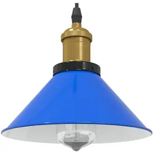 Comparateur de prix : Lampe suspendue réglable hauteur E27 bleu foncé ø 22 cm métal - Vidaxl