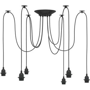 Comparateur de prix : Vidaxl - Lampe suspendue avec 6 porte-lampes E27 noir métal