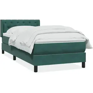 vidaXL Sommier à lattes de lit et matelas vert foncé 80x220 cm velours pas cher