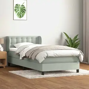 vidaXL Sommier à Lattes de lit et Matelas Gris Clair 80x220 cm Velours pas cher