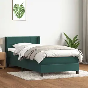 vidaXL Sommier à lattes de lit et matelas vert foncé 80x220 cm velours pas cher