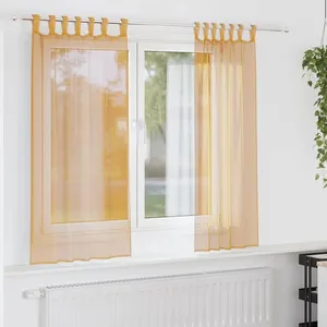 Rideaux en voile avec boucles 2 pcs orange 140x140 cm Vidaxl pas cher
