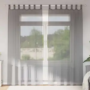 Comparateur de prix : vidaXL Rideaux en voile avec boucles 2 pcs gris foncé 140x245 cm