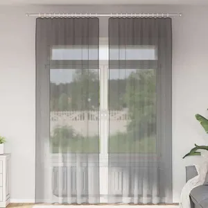 Rideaux en voile avec boucles 2 pcs gris foncé 140x260 cm Vidaxl pas cher