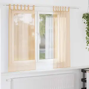 Rideaux en voile avec passe-tringles 2 pcs sable Vidaxl pas cher