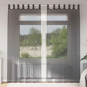Rideaux en voile avec passants 2 pcs noir vidaXL pas cher