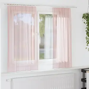 vidaXL Rideaux en voile avec passe-tringles 2 pcs rose clair pas cher