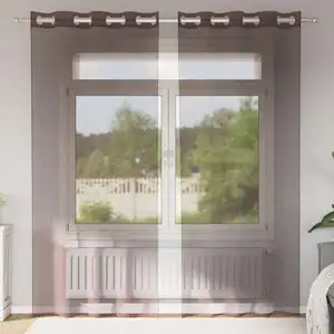 Rideaux en voile avec oeillets 2 pcs marron 140x225 cm Vidaxl pas cher