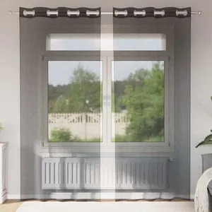 Rideaux en voile avec oeillets 2 pcs noir 140x245 cm Vidaxl pas cher