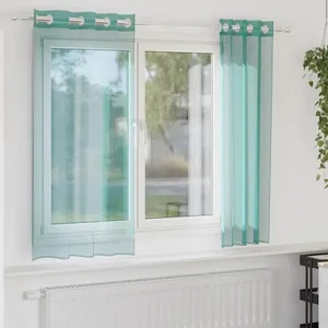 Rideaux en voile avec oeillets 2 pcs turquoise vidaXL pas cher