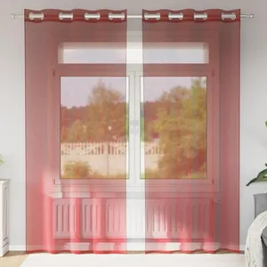 Rideaux en voile avec oeillets 2 pcs rouge bordeaux Vidaxl pas cher