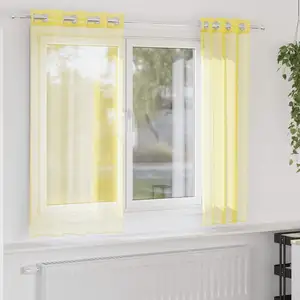 Rideaux en voile avec oeillets 2 pcs jaune Vidaxl pas cher