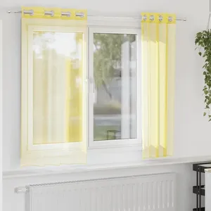 Rideaux en voile avec oeillets 2 pcs jaune Vidaxl pas cher